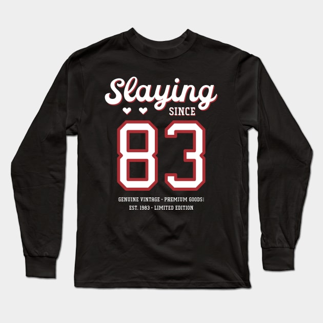 37th Birthday Gift Slaying Since 1983 Long Sleeve T-Shirt by Havous